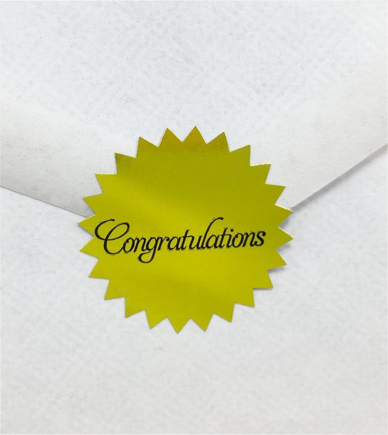 InStockLabels.com Congratulations Stickers Metallic Gold Seals 1 Inch 100 Adhesive Labels - Image 2